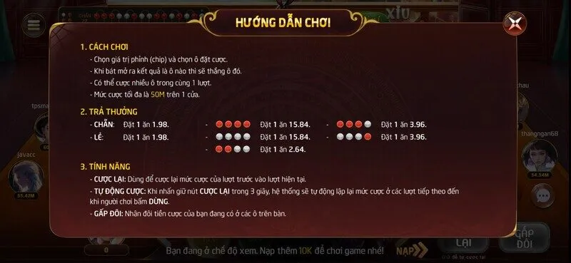 Các loại cược khi chơi xóc đĩa tài xỉu online