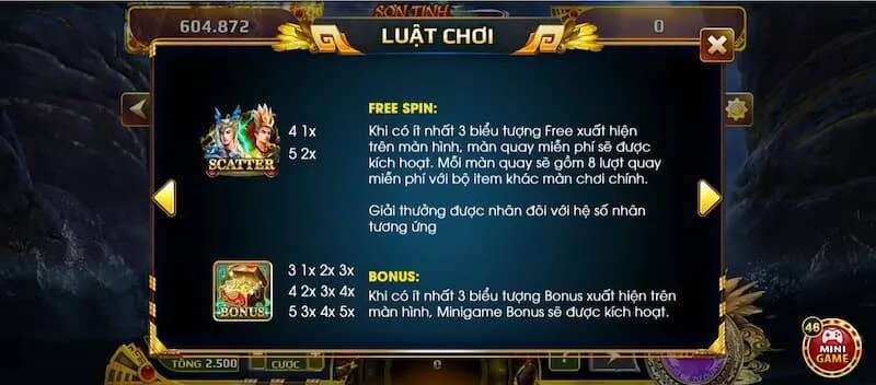 Hệ số trả thưởng Sơn Tinh Thủy Tinh