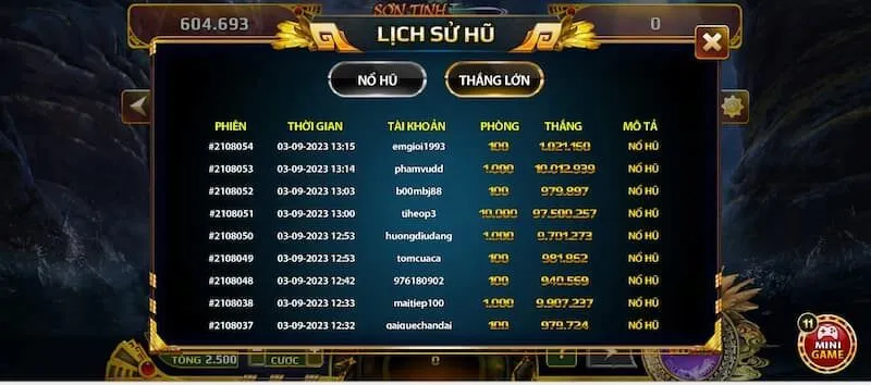 Xác suất quay trúng hũ Sơn Tinh Thủy Tinh cao